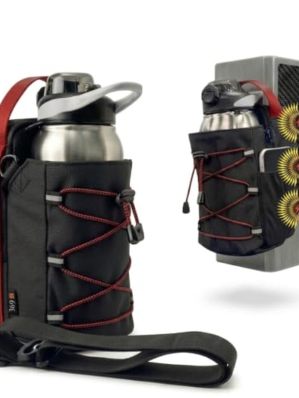 Magnetic Water Bottle Holder with Strap Phone Pocket Gym Bag Carrier